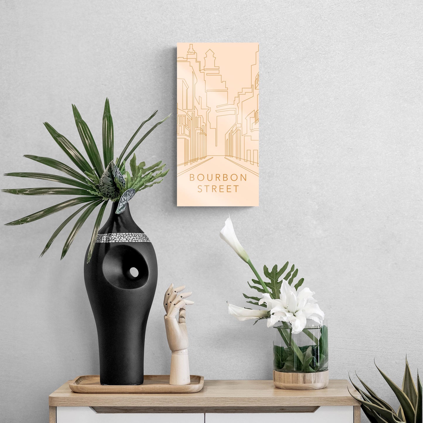 Modern Minimalist Louisiana Bourbon Street Line Drawing | Hi-Def Glass Art | Eaches | Min 2