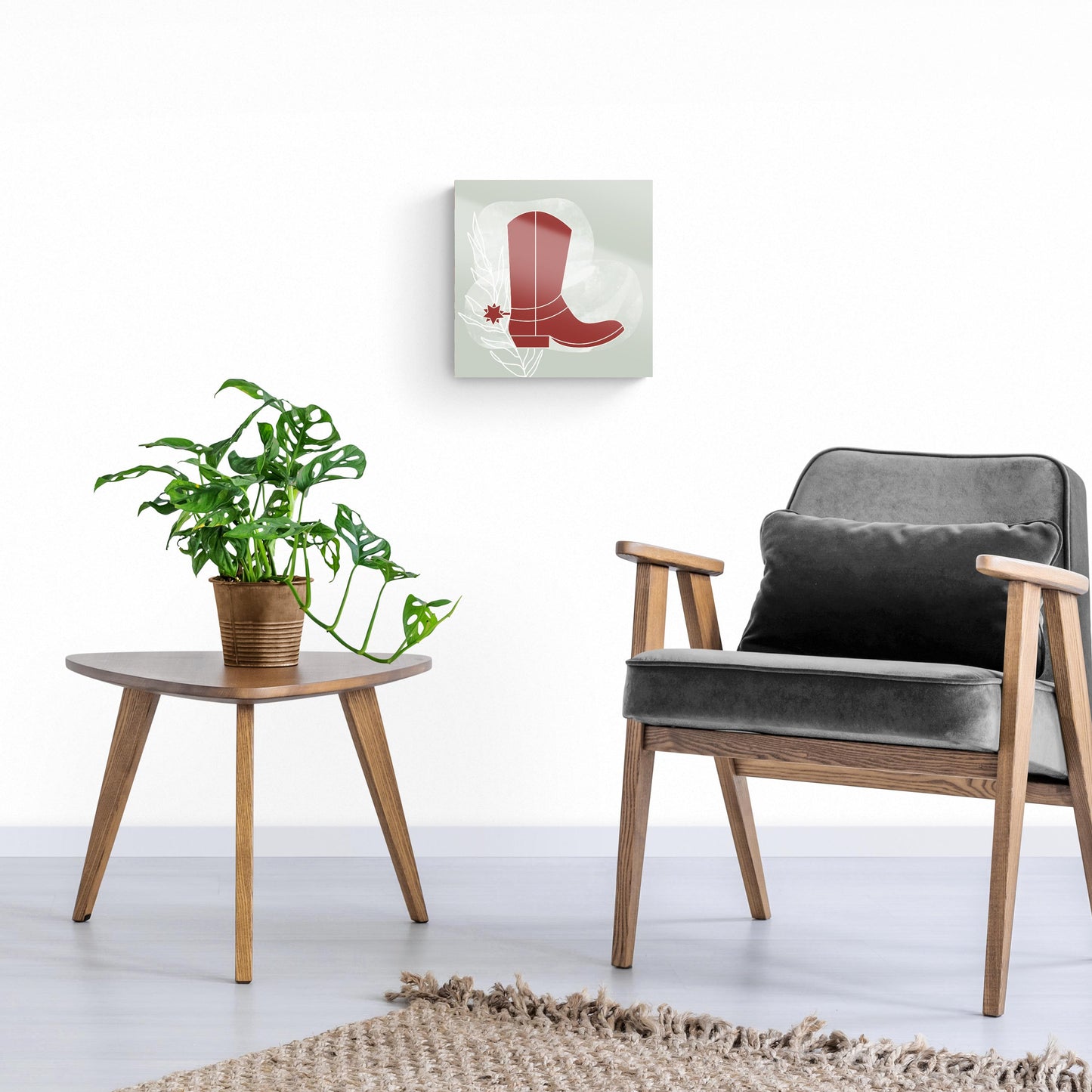 Modern Minimalist Oklahoma Boot | Hi-Def Glass Art | Eaches | Min 1