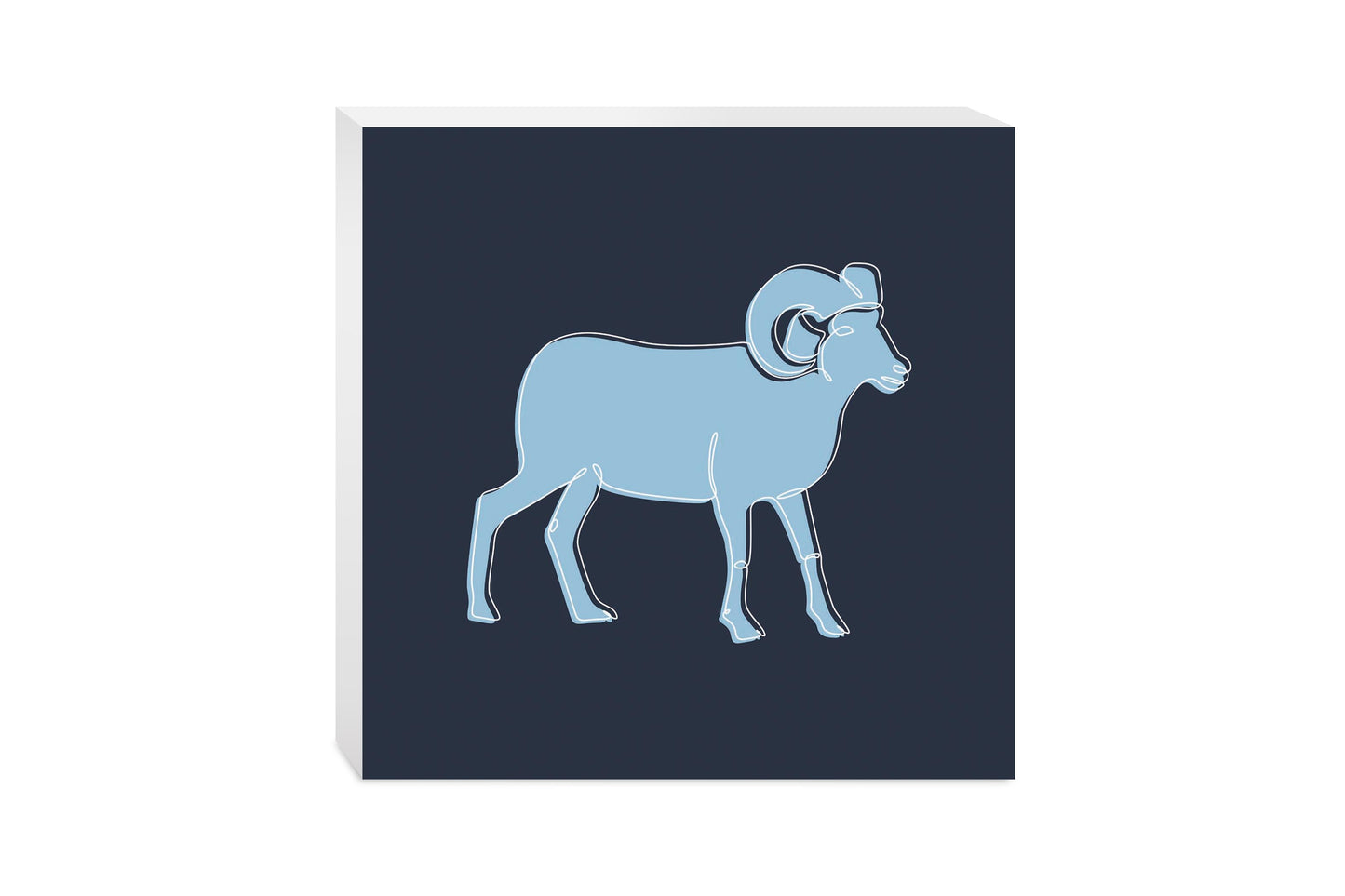 Blue Shades North Carolina Ram Line Drawing | Wood Block | Eaches | Min 2
