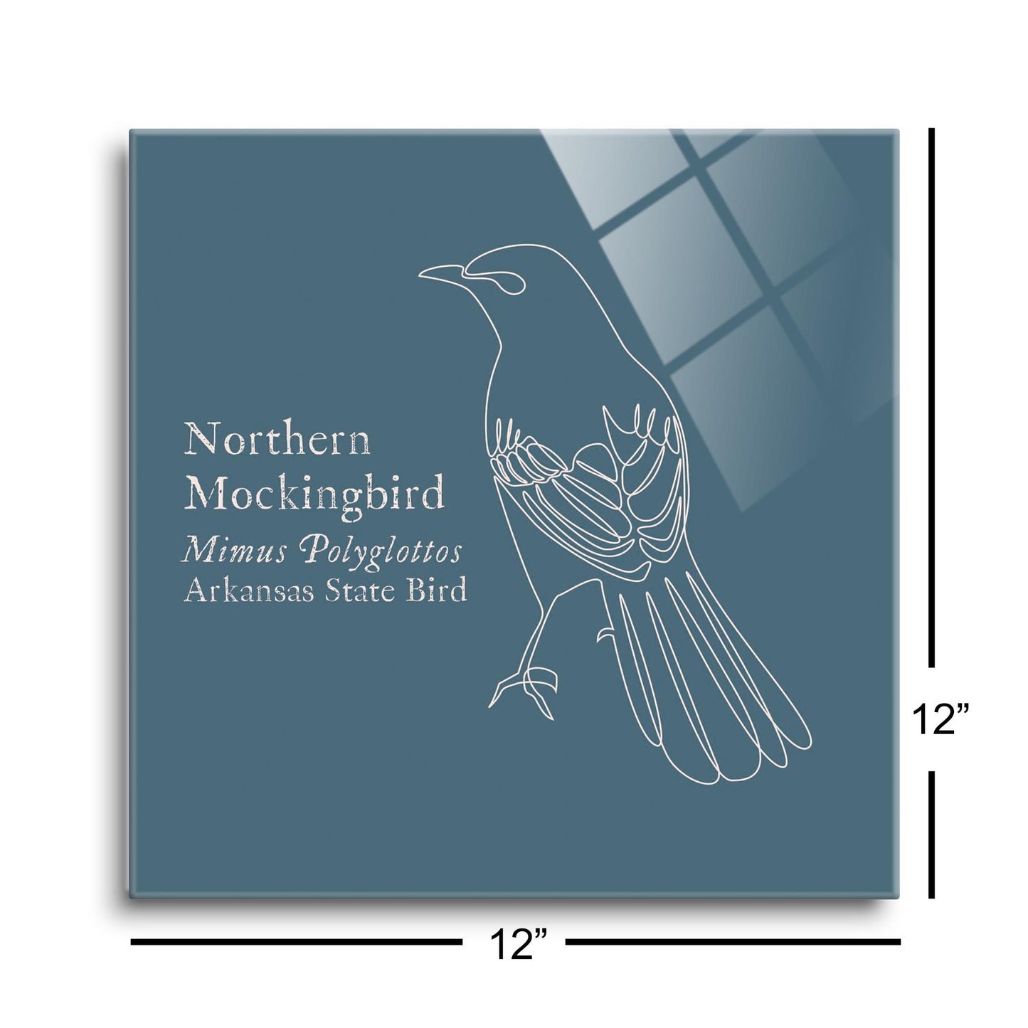 Modern Minimalist Arkansas Mockingbird | Hi-Def Glass Art | Eaches | Min 1