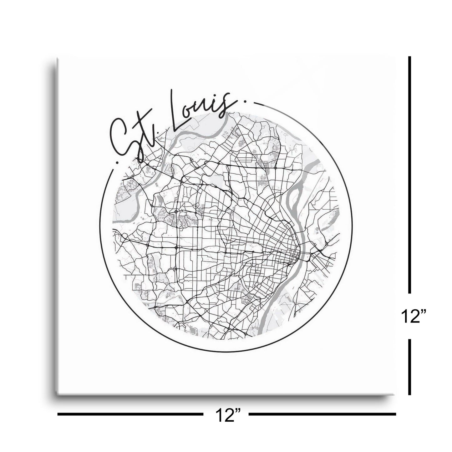 Minimalist B&W Missouri St Louis Circle Map | Hi-Def Glass Art | Eaches | Min 1