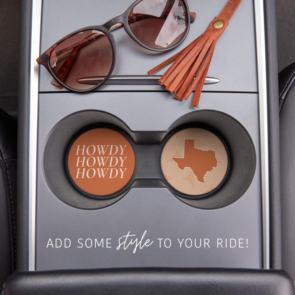 Modern Minimalist Texas Set | Absorbent Car Coasters | Set of 2 | Min 4