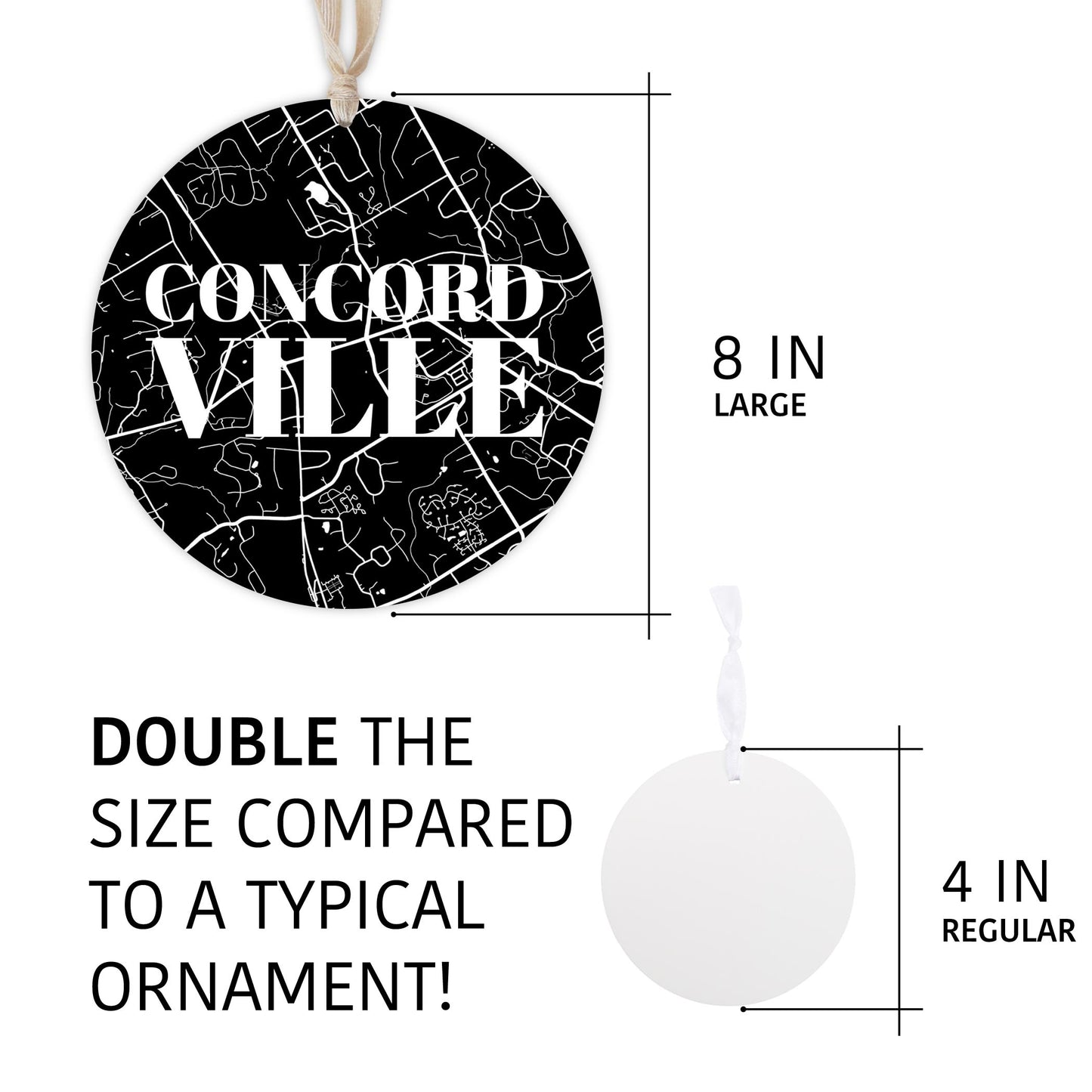 Minimalistic B&W Pennsylvania Concordville Map | Wood Ornament | Eaches | Min 1