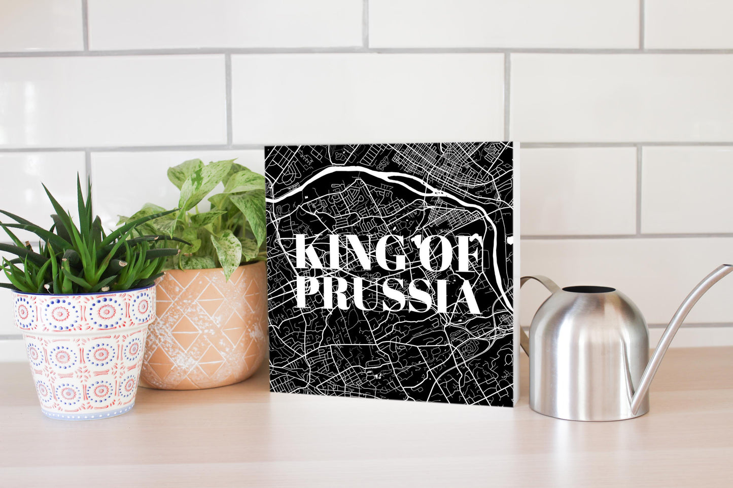 Minimalistic B&W Pennsylvania King Of Prussia Map | Wood Block | Eaches | Min 2