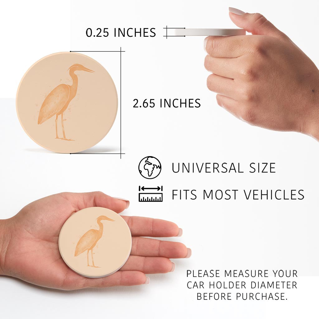Louisiana Colorful Water Color Heron | Absorbent Car Coasters | Set of 2 | Min 4