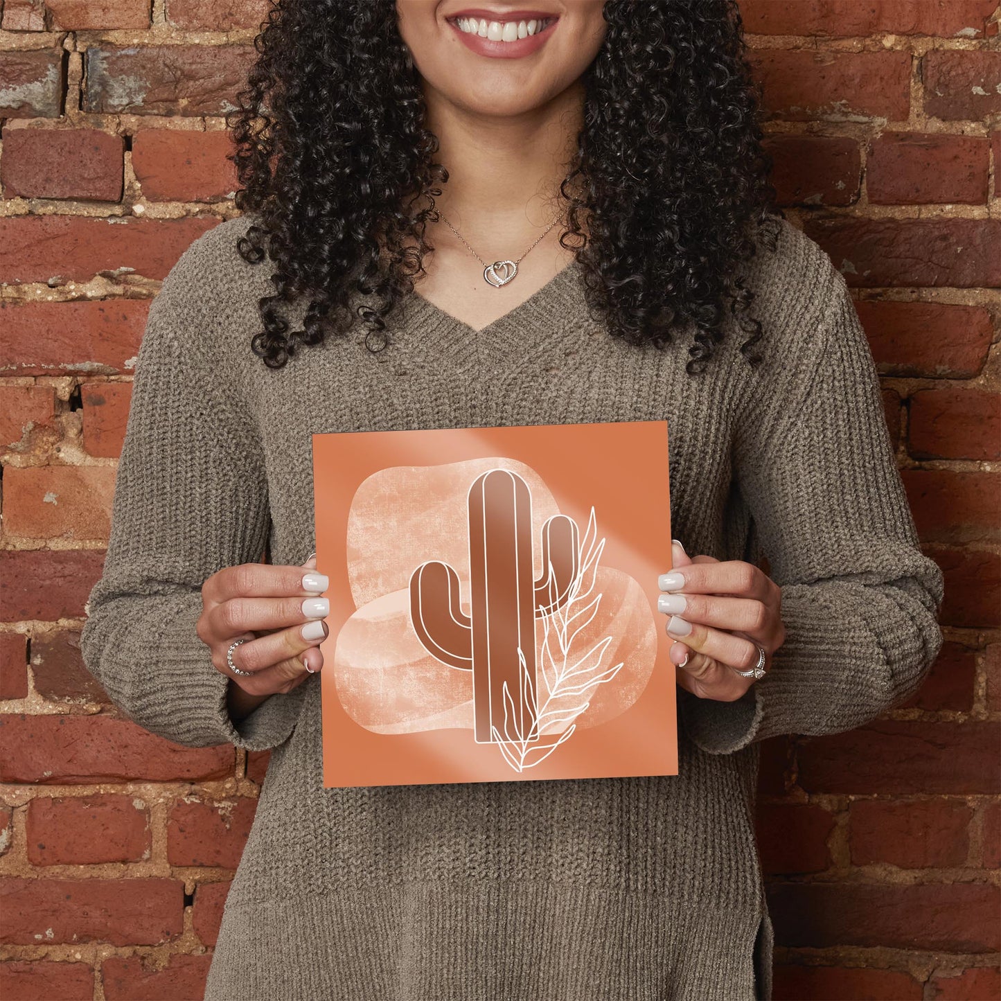 Modern Minimalist Texas Cactus | Hi-Def Glass Art | Eaches | Min 2