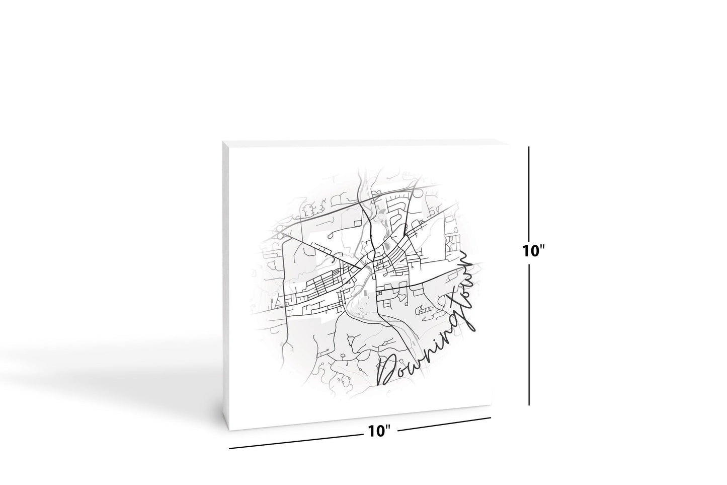 Minimalistic B&W Pennsylvania Downingtown Circle Map | Wood Block | Eaches | Min 2