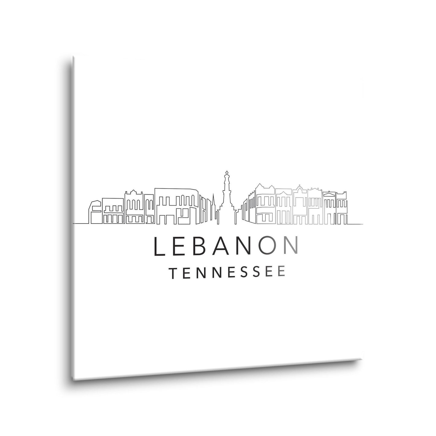 Minimalist B&W Tennessee Lebanon Skyline | Hi-Def Glass Art | Eaches | Min 1