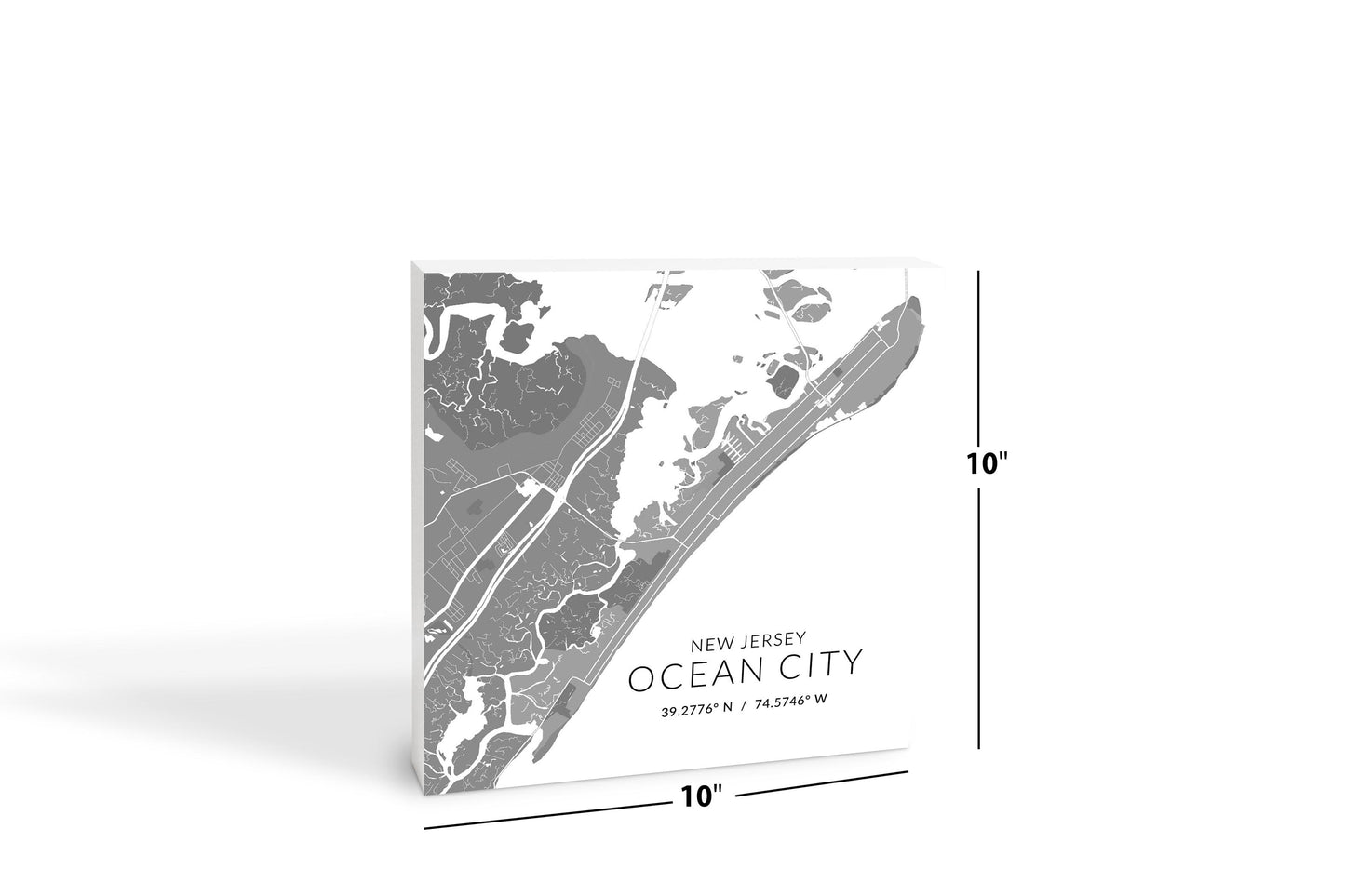 Ocean City Nj Minimalistic Map With Coordinates | Wood Block | Eaches | Min 2