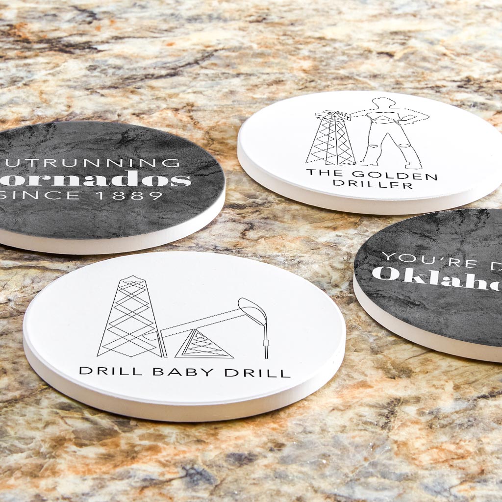 Modern Black White Oklahoma Set | Absorbent Coasters | Set of 4 | Min 2
