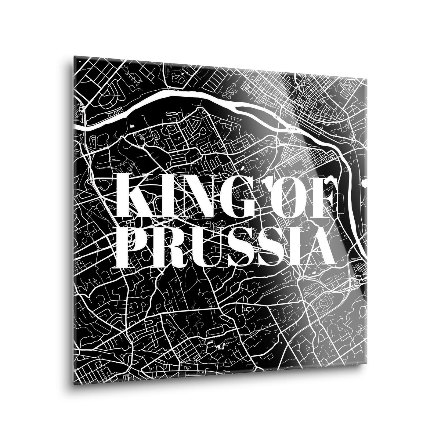 Minimalistic B&W Pennsylvania King Of Prussia Map | Hi-Def Glass Art | Eaches | Min 1