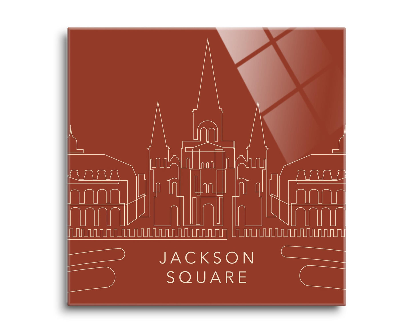 Modern Minimalist Louisiana Jackson Square Line Drawing | Hi-Def Glass Art | Eaches | Min 2