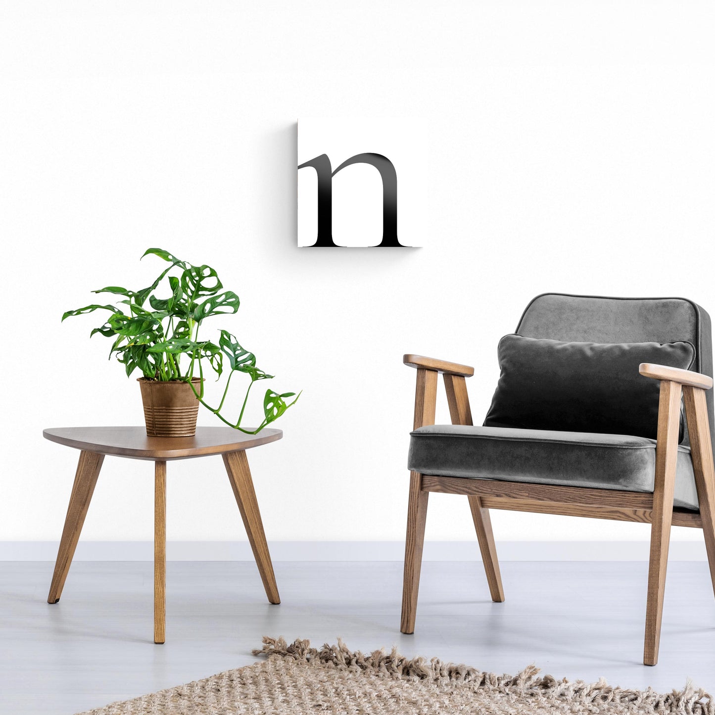 Minimal Monogram N | Hi-Def Glass Art | Eaches | Min 1