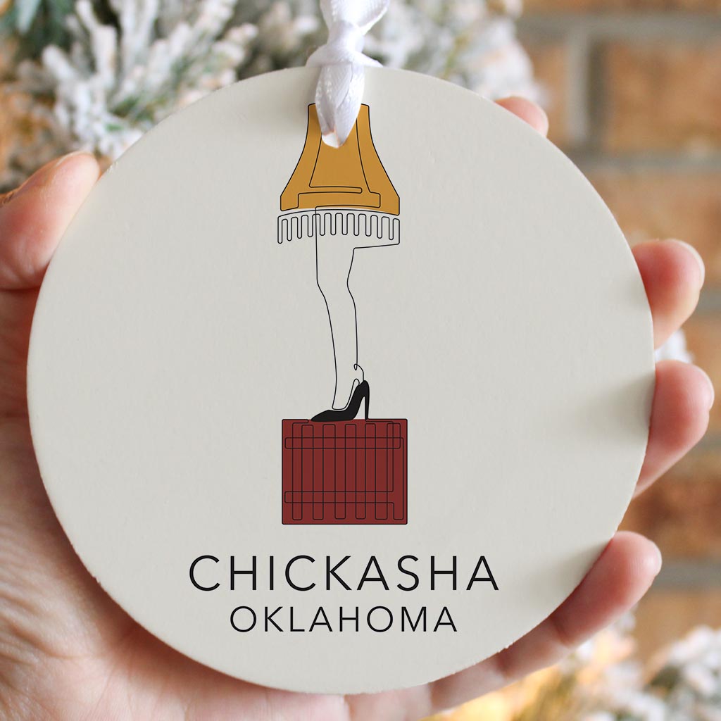 Modern Minimalist Oklahoma Colorful Chickasha Leg Lamp| Wood Ornament | Eaches | Min 6