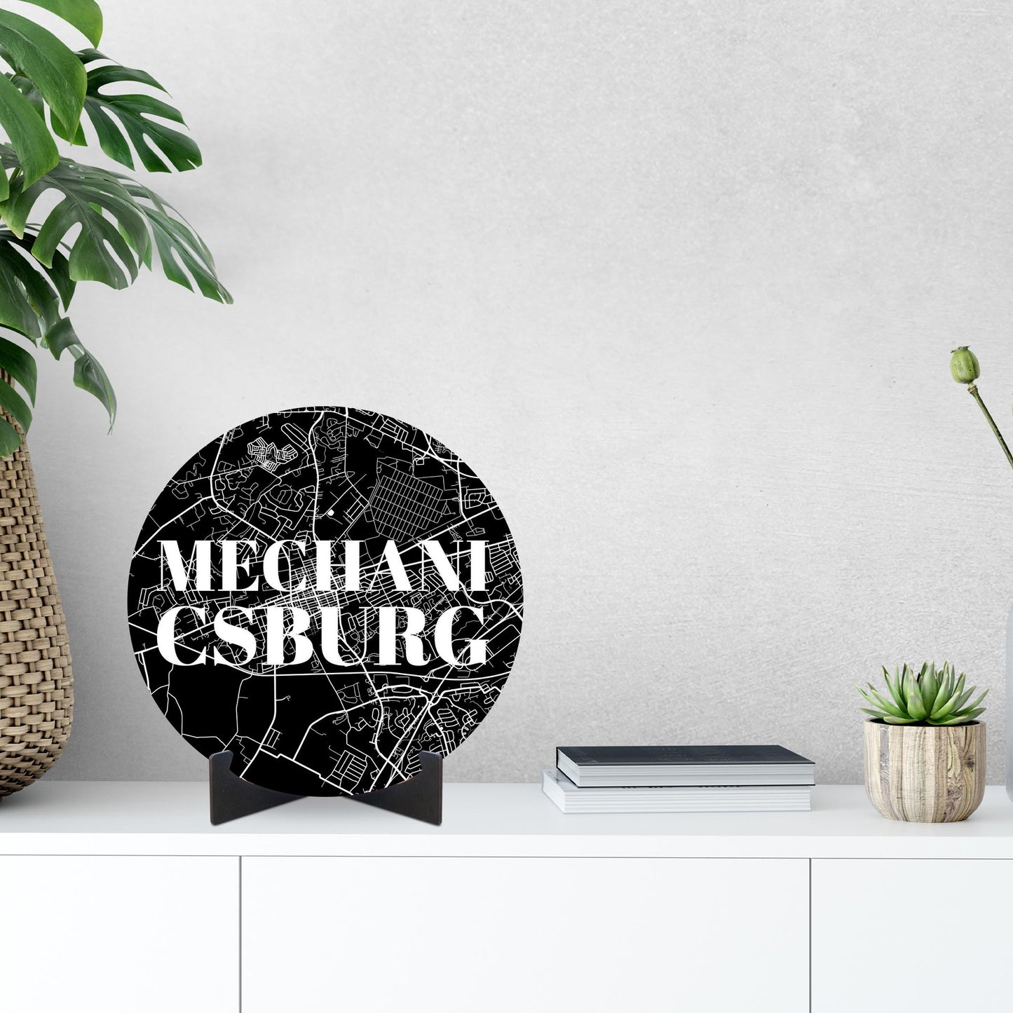 Minimalistic B&W Pennsylvania Mechanicsburg Map | Wood Sign | Eaches | Min 1
