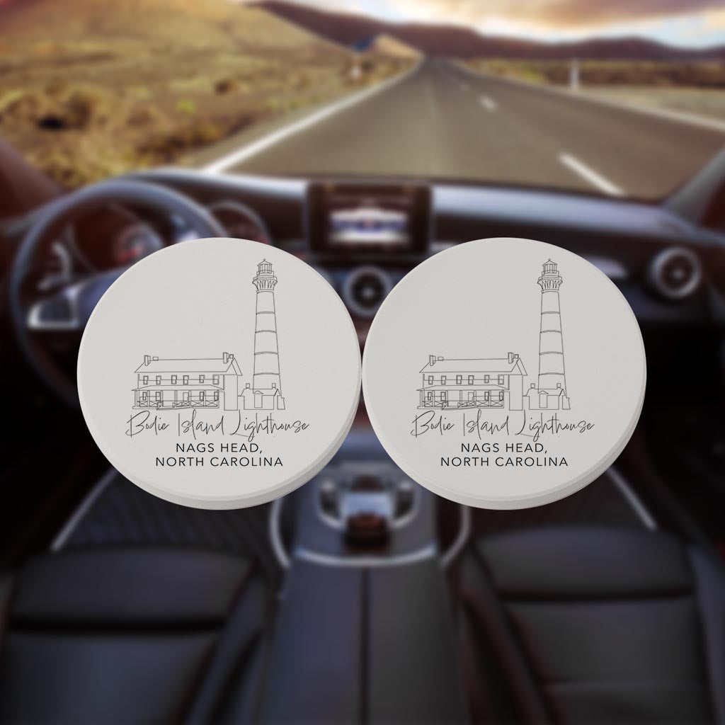 Bodie Island Lighthouse| Absorbent Car Coasters | Set of 2 | Min 4