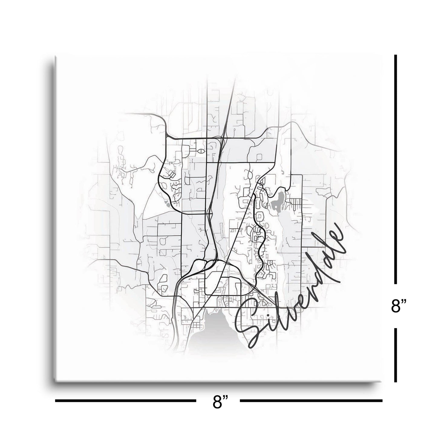 Minimalistic B&W Washington Silverdale Circle Map | Hi-Def Glass Art | Eaches | Min 2