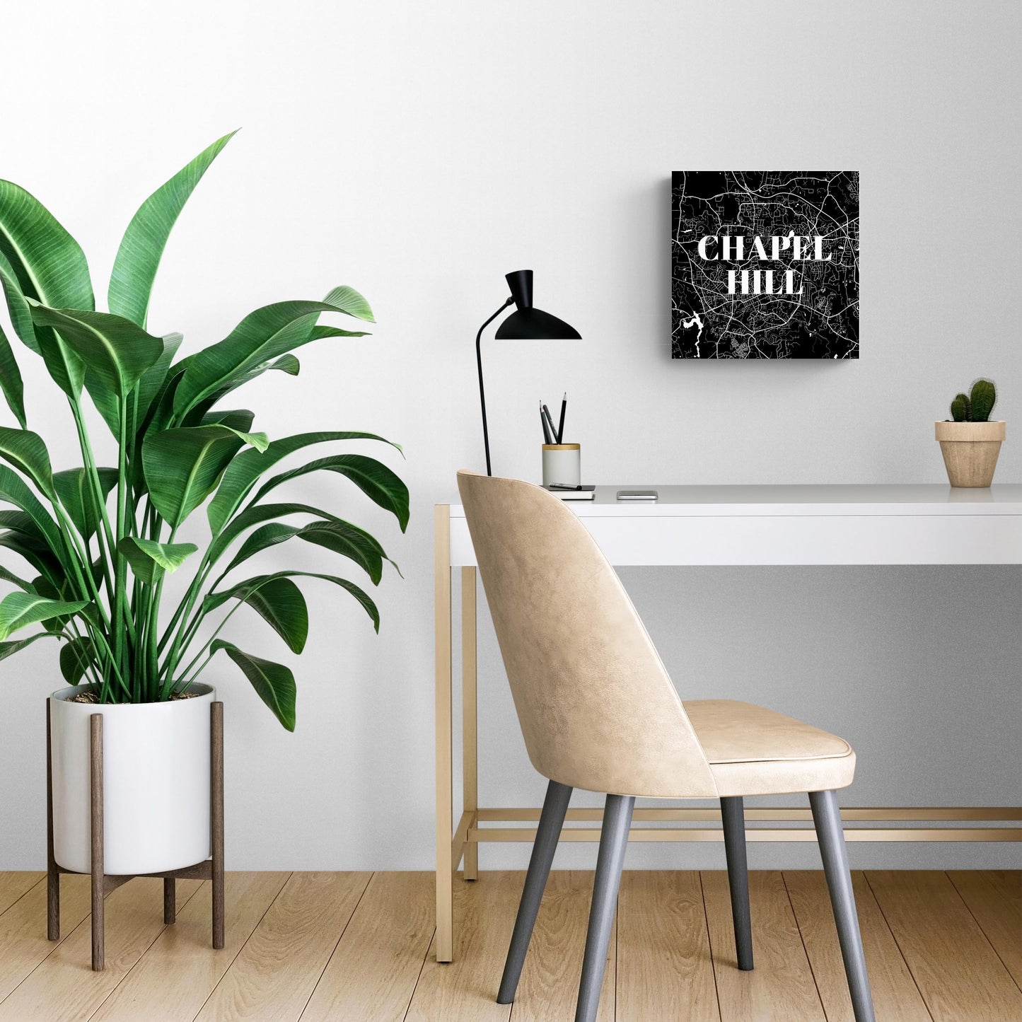 Minimalistic B&W North Carolina Chapel Hill Map | Wood Sign | Eaches | Min 2