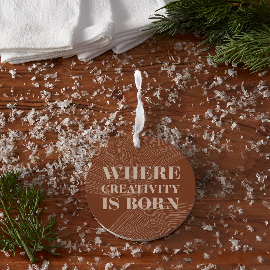 Modern Minimalist New York Creativity Is Born| Wood Ornament | Eaches | Min 6