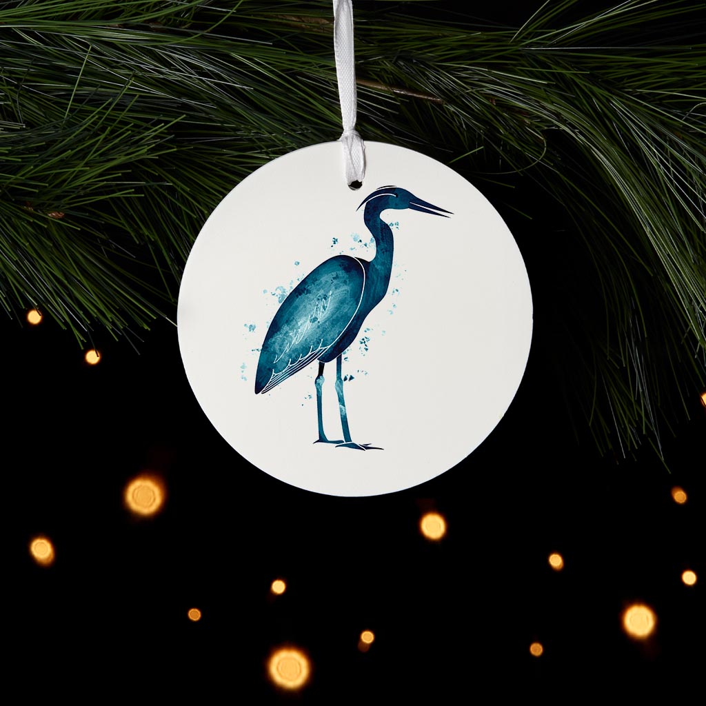 New England Water Color Heron| Wood Ornament | Eaches | Min 6