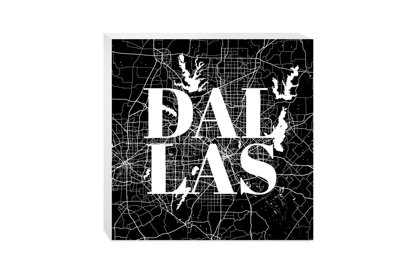 Modern Black Dallas Map | Wood Block | Eaches | Min 2
