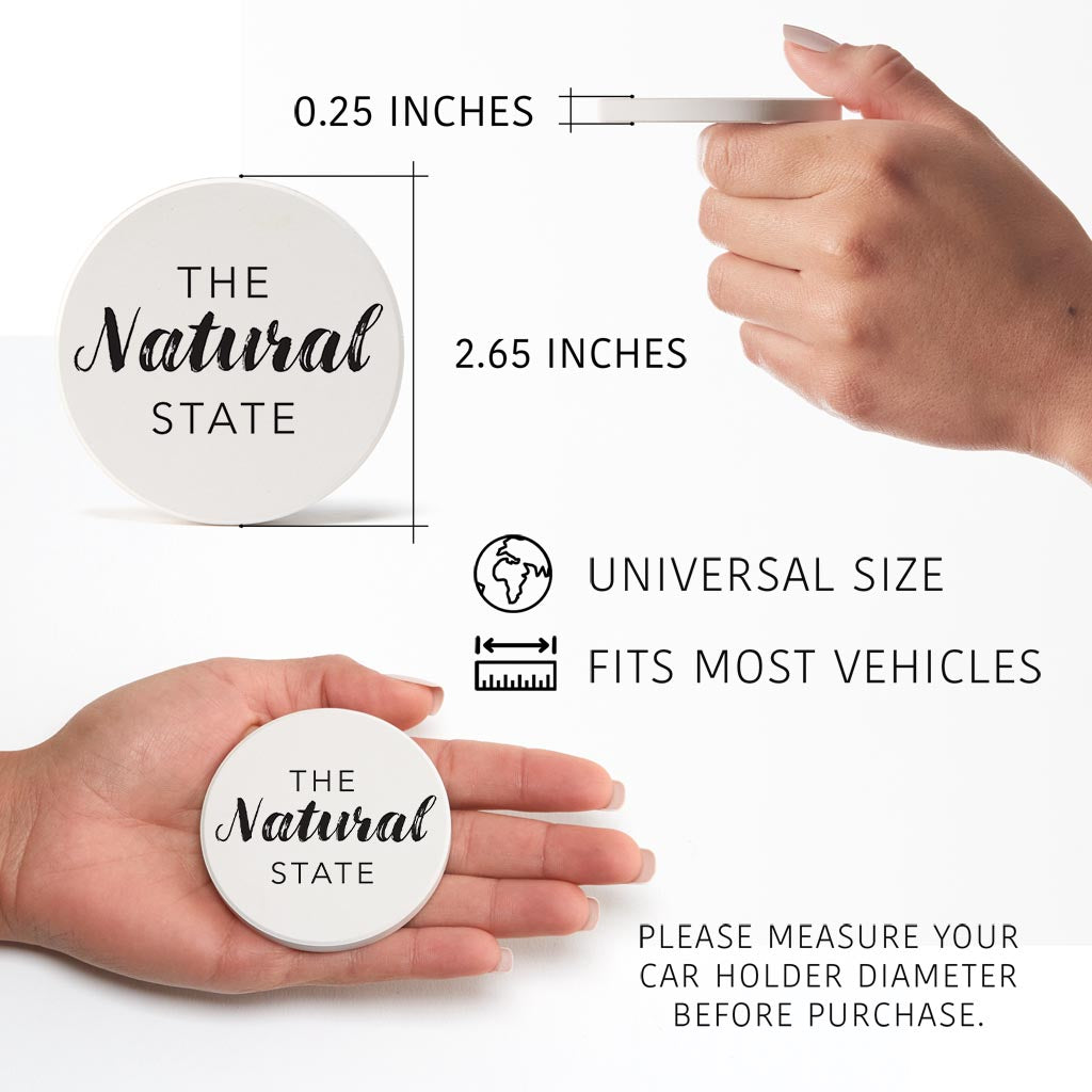B&W Minimalist Arkansas The Natural State| Absorbent Car Coasters | Set of 2 | Min 4