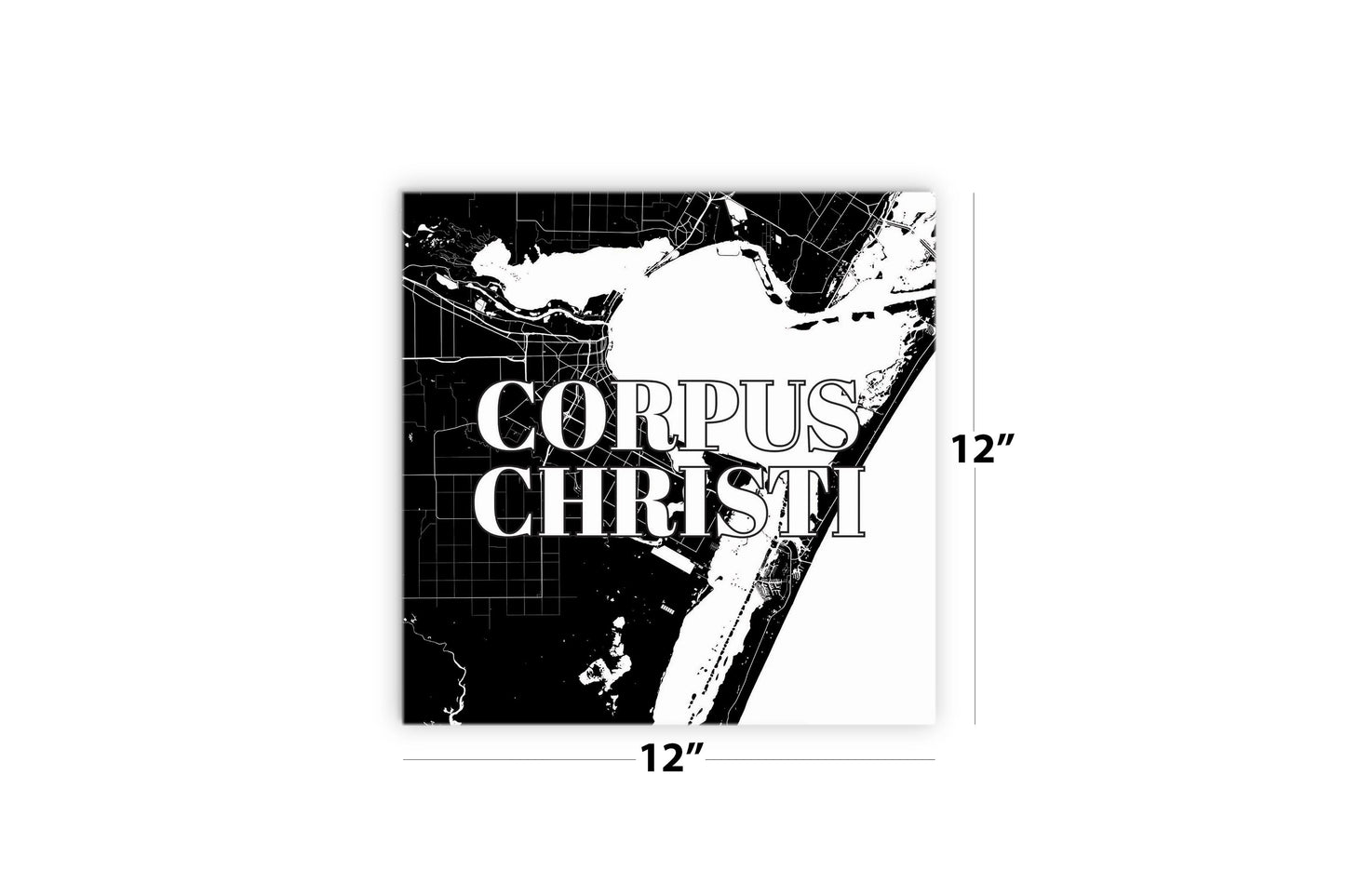 Minimalistic B&W Texas Corpus Christi Map | Wood Sign | Eaches | Min 2