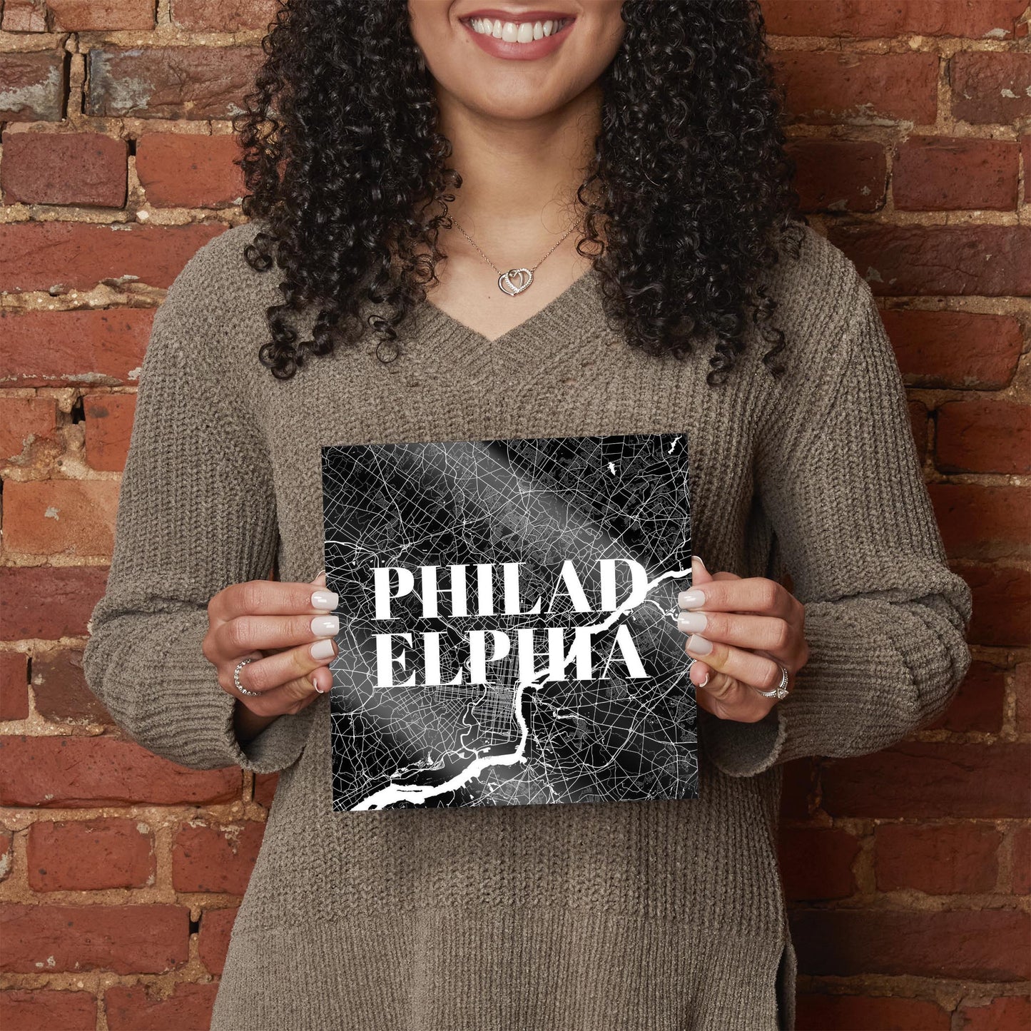Minimalistic B&W Pennsylvania Philadelphia Map | Hi-Def Glass Art | Eaches | Min 2