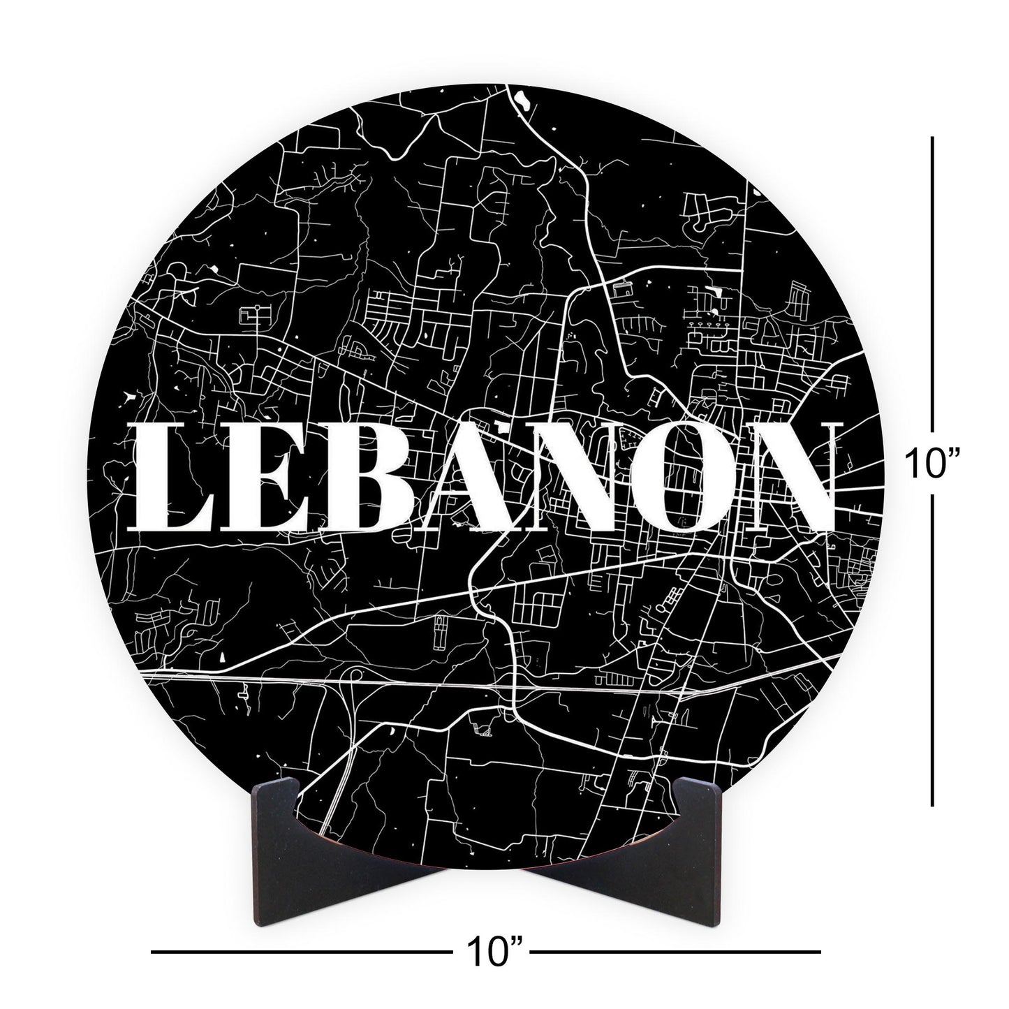 Minimalist B&W Tennessee Lebanon Map | Wood Sign | Eaches | Min 1