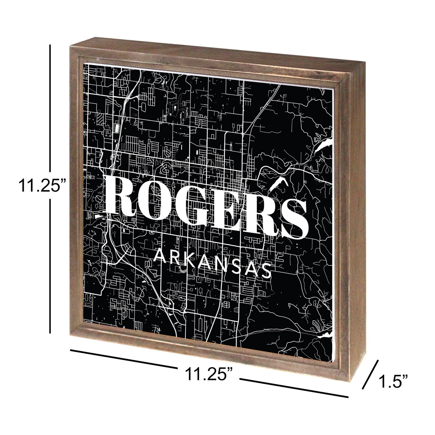 Minimalist B&W Arkansas Rogers Map State | Wood Sign | Eaches | Min 1