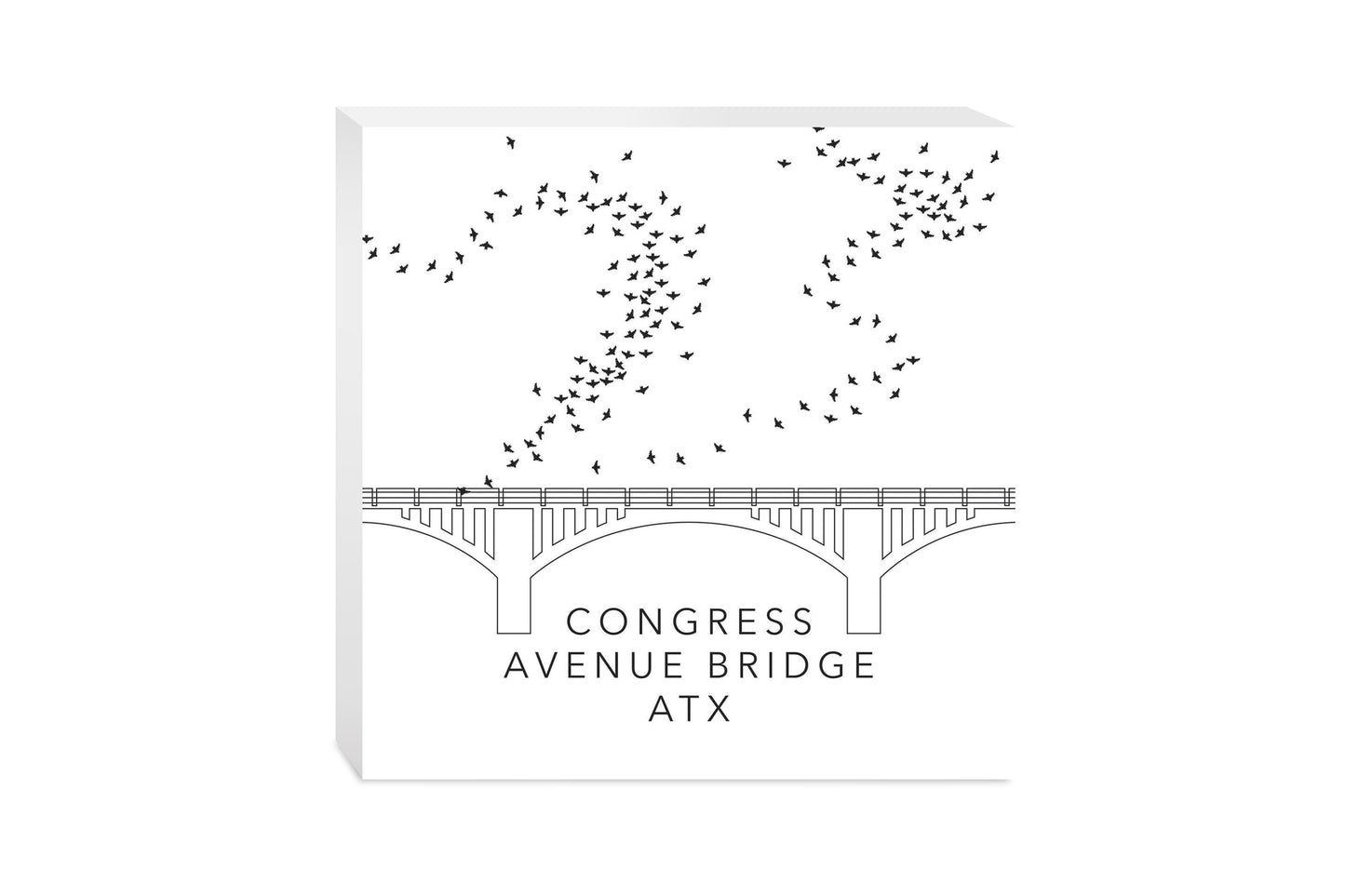 Minimalist B&W Texas Austin Congress Avenue Bridge | Wood Block | Eaches | Min 2
