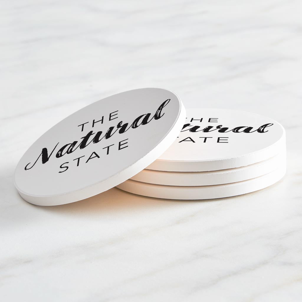 B&W Minimalist Arkansas The Natural State | Absorbent Coasters | Set of 4 | Min 2