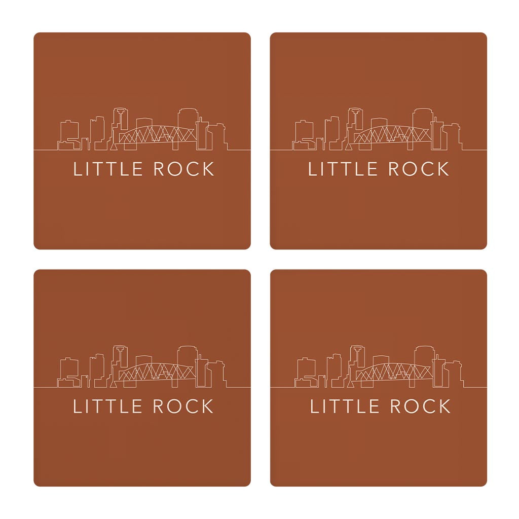 Modern Minimalist Arkansas Little Rock Skyline | Absorbent Coasters | Set of 4 | Min 2