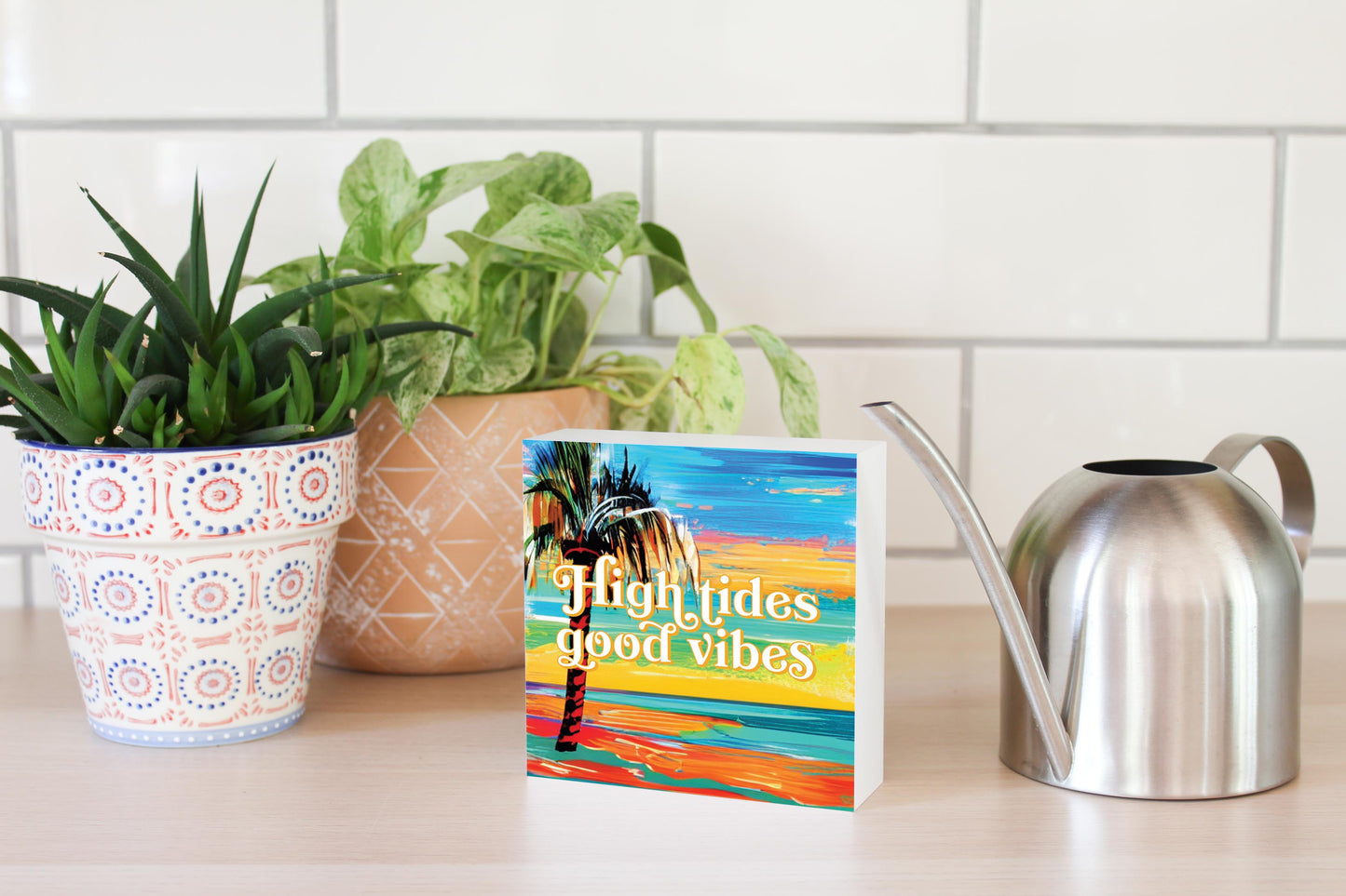 High Tides Good Vibes | Wood Block | Eaches | Min 4