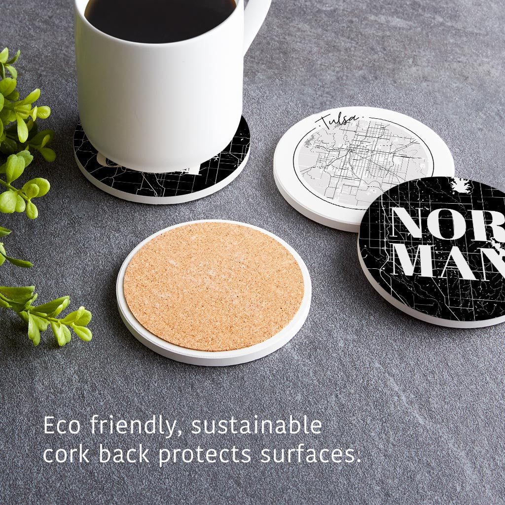 Modern Black White Oklahoma Set | Absorbent Coasters | Set of 4 | Min 2