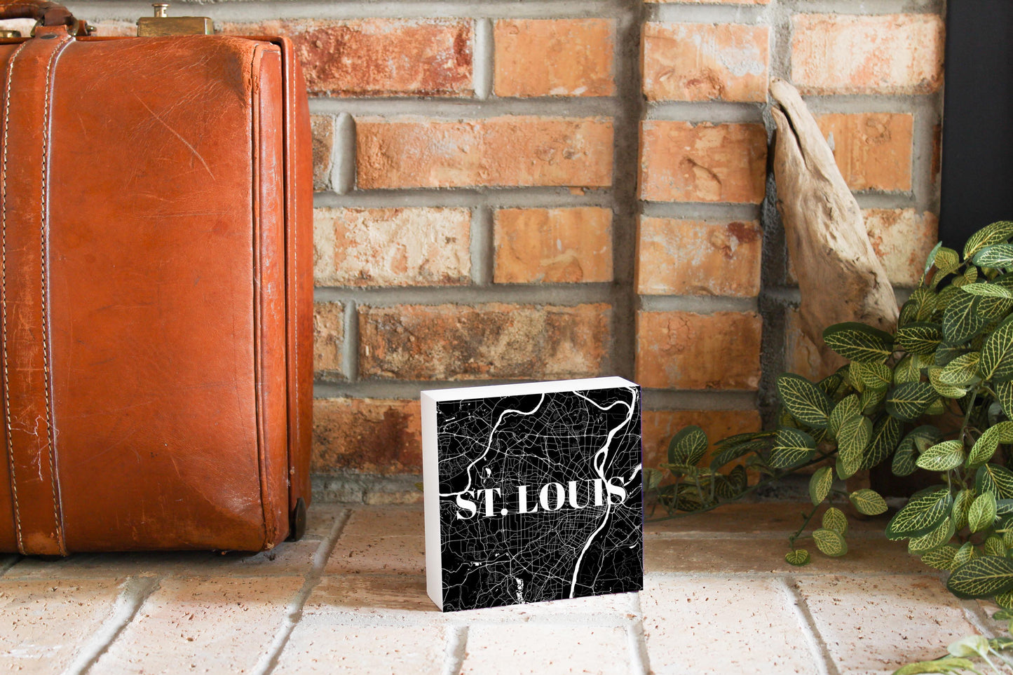 Minimalist B&W Missouri St Louis Map | Wood Block | Eaches | Min 4