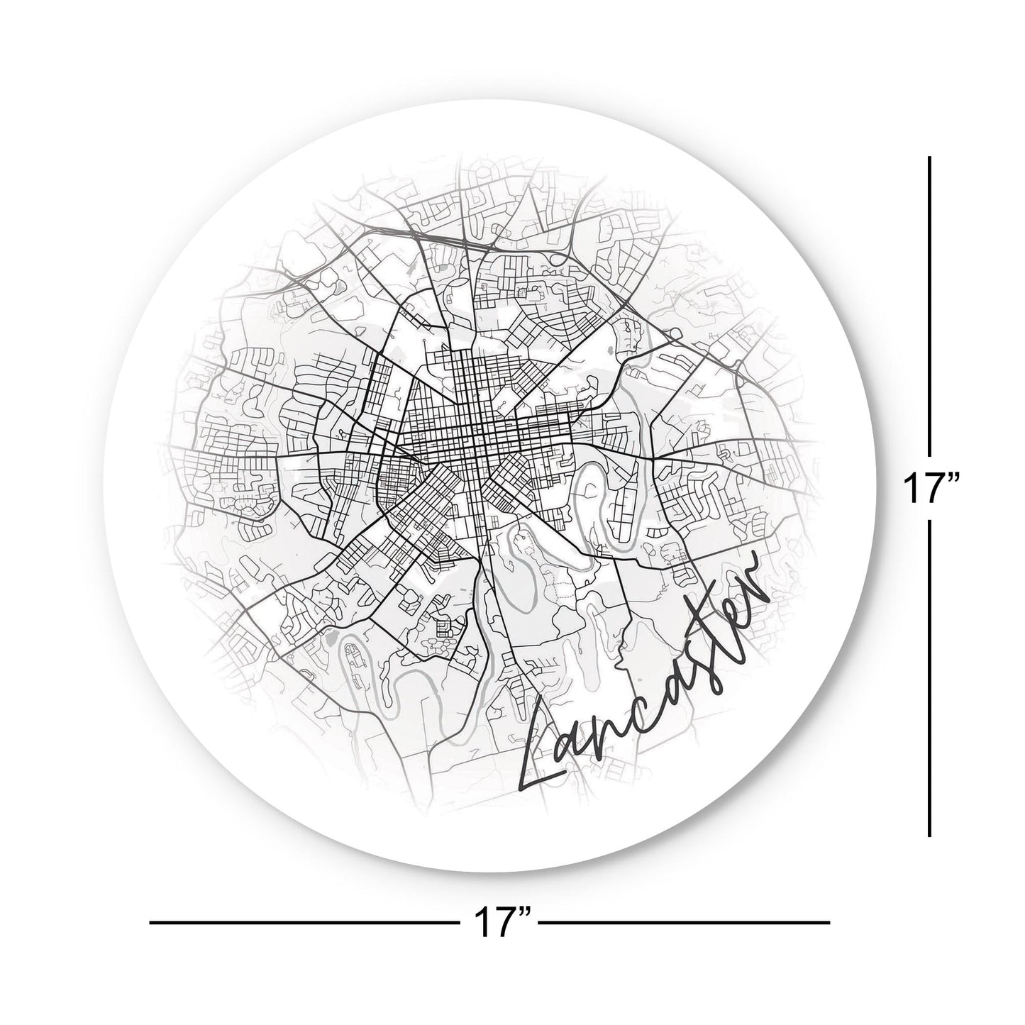 Minimalistic B&W Pennsylvania Lancaster Circle Map | Wood Sign | Eaches | Min 1