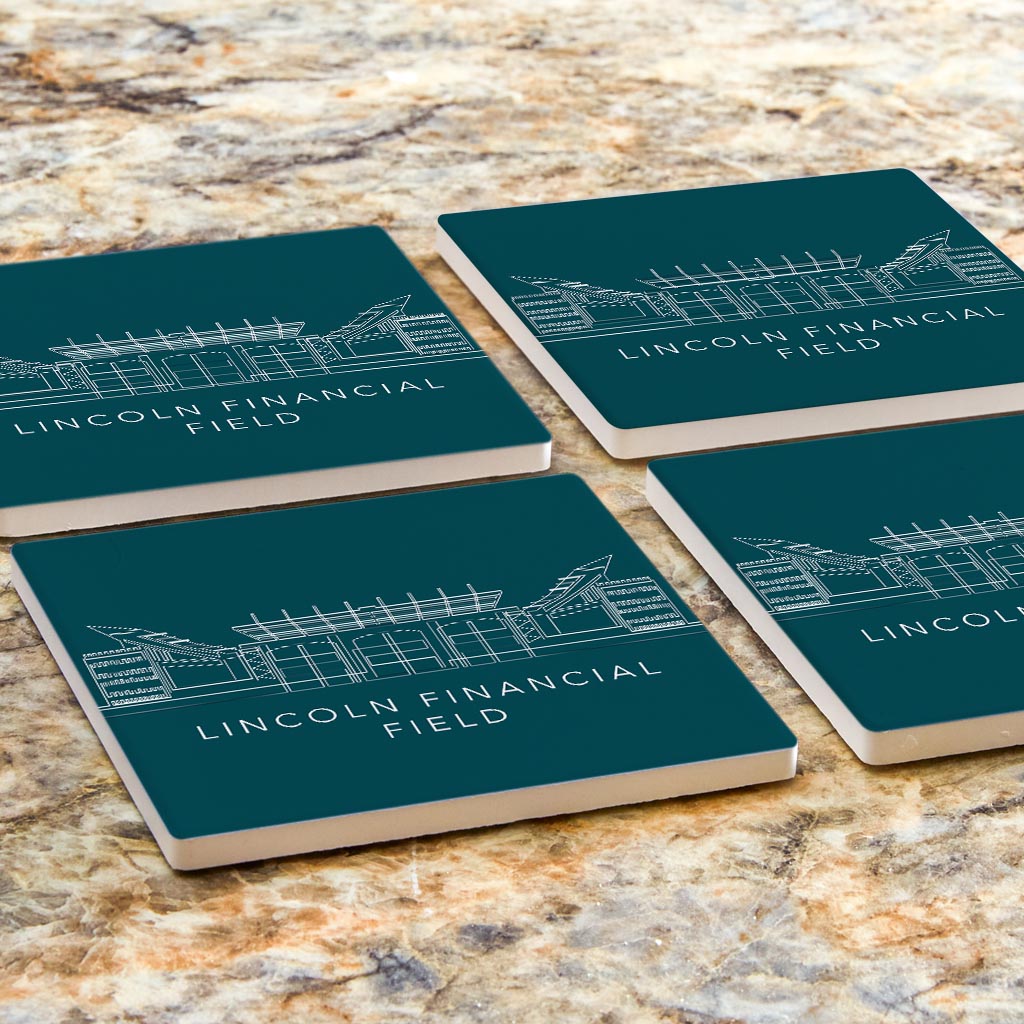 Modern Minimalist Pennsylvania Lincoln Field Line Drawing| Absorbent Coasters | Set of 4 | Min 2