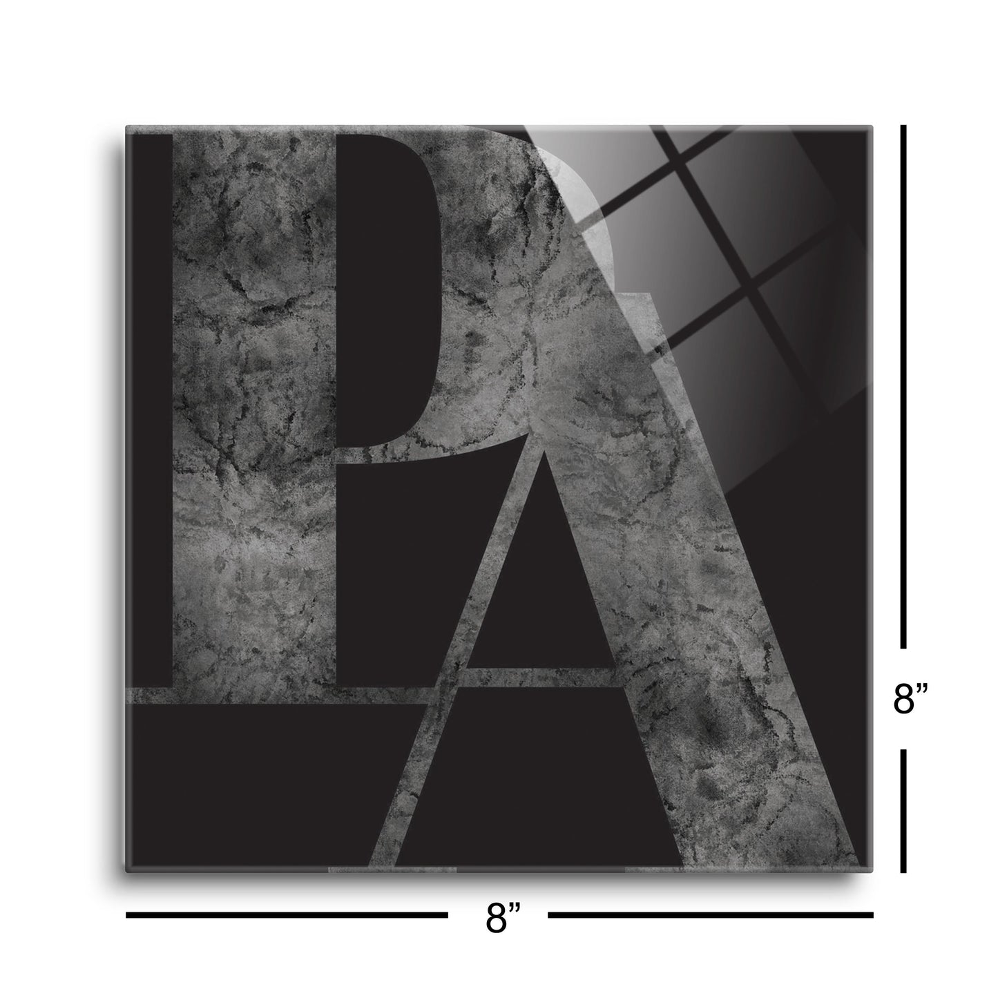 Minimalistic B&W Pennsylvania Black Initials | Hi-Def Glass Art | Eaches | Min 2
