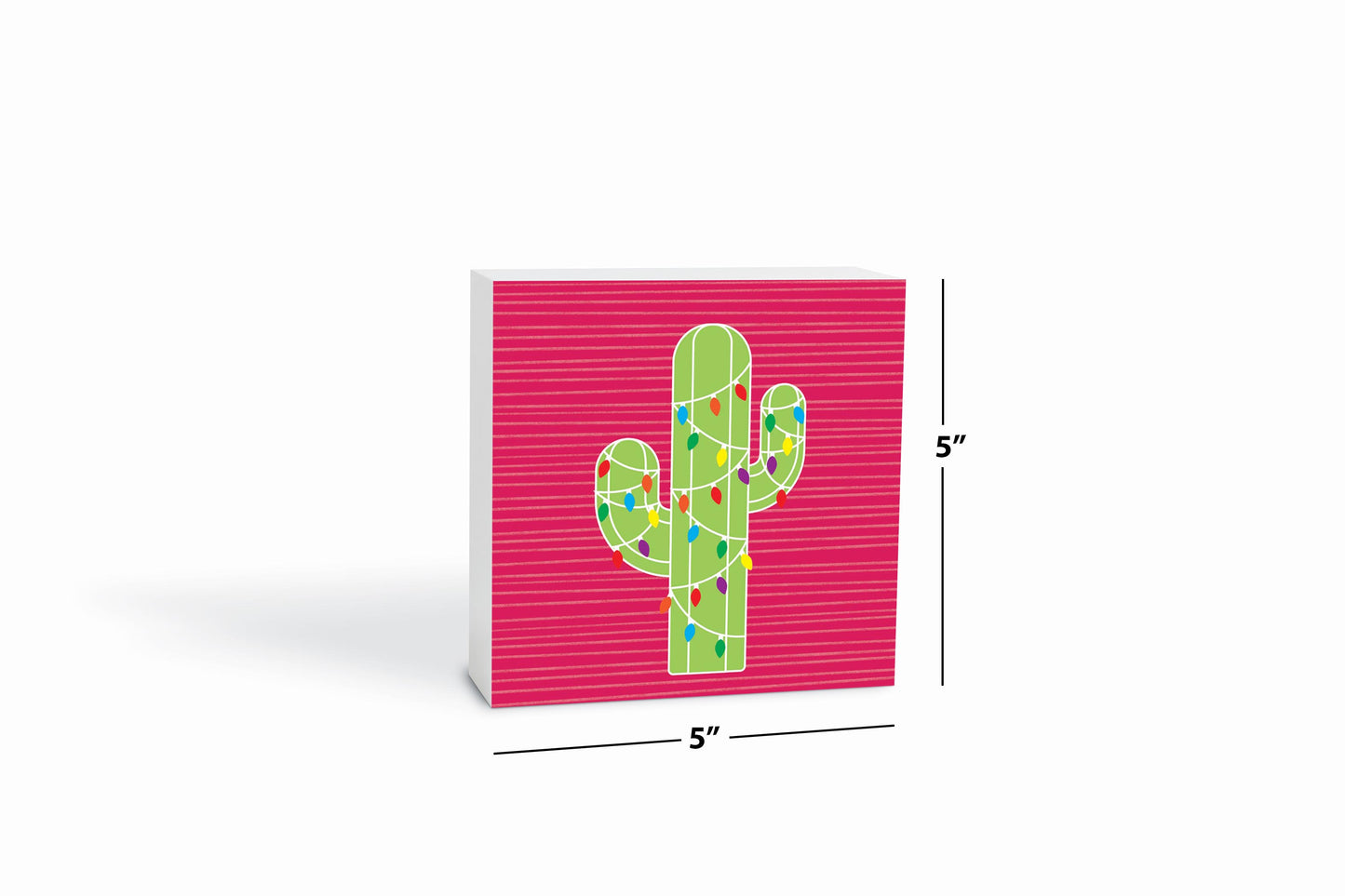 Bright Christmas Cactus | Wood Block | Eaches | Min 4