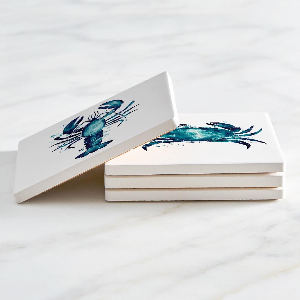 New England Water Color Animals | Absorbent Coasters | Set of 4 | Min 2