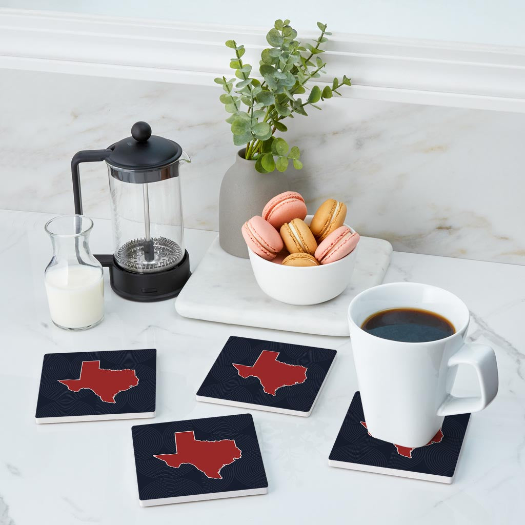 Modern Minimalist Texas Colors Shape| Absorbent Coasters | Set of 4 | Min 2
