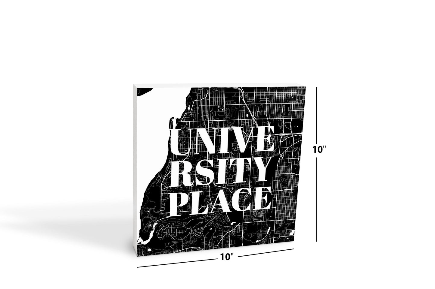 Minimalistic B&W Washington University Place Map | Wood Block | Eaches | Min 2