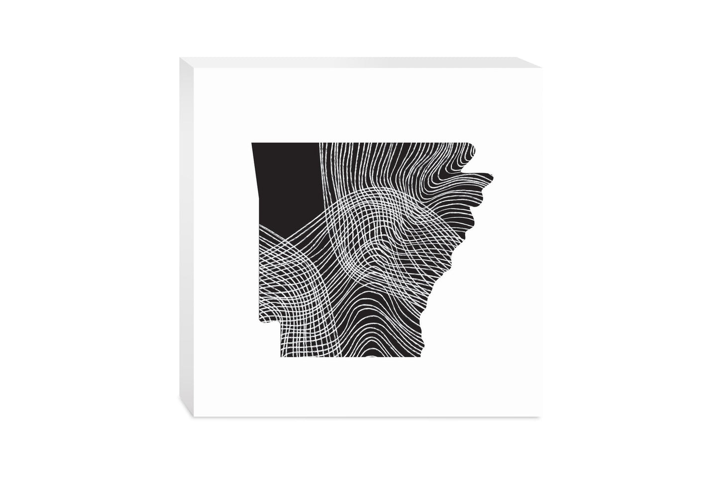 B&W Minimalist Arkansas Fluid Lines | Wood Block | Eaches | Min 2