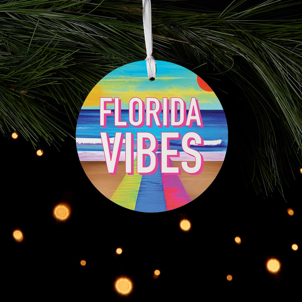 Florida Vibes| Wood Ornament | Eaches | Min 6