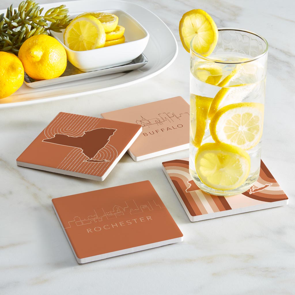 Modern Minimalist New York State Shapes Skylines | Absorbent Coasters | Set of 4 | Min 2