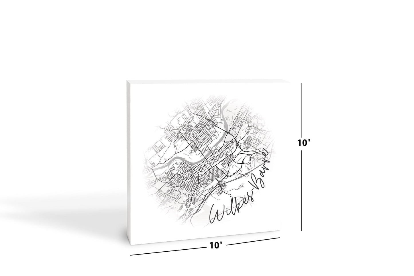 Minimalistic B&W Pennsylvania Wilkes Barre Circle Map | Wood Block | Eaches | Min 2