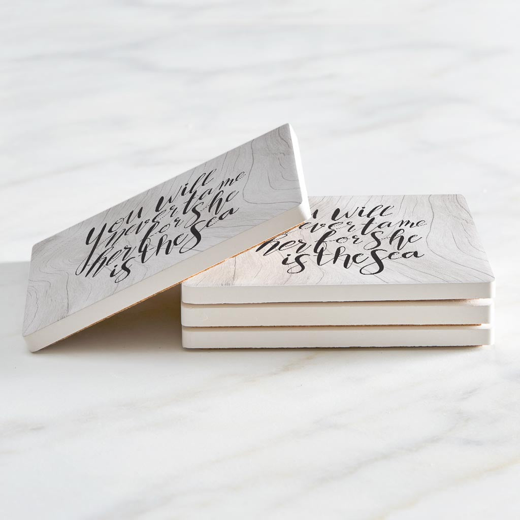 New England Calligraphy Saying | Absorbent Coasters | Set of 4 | Min 2