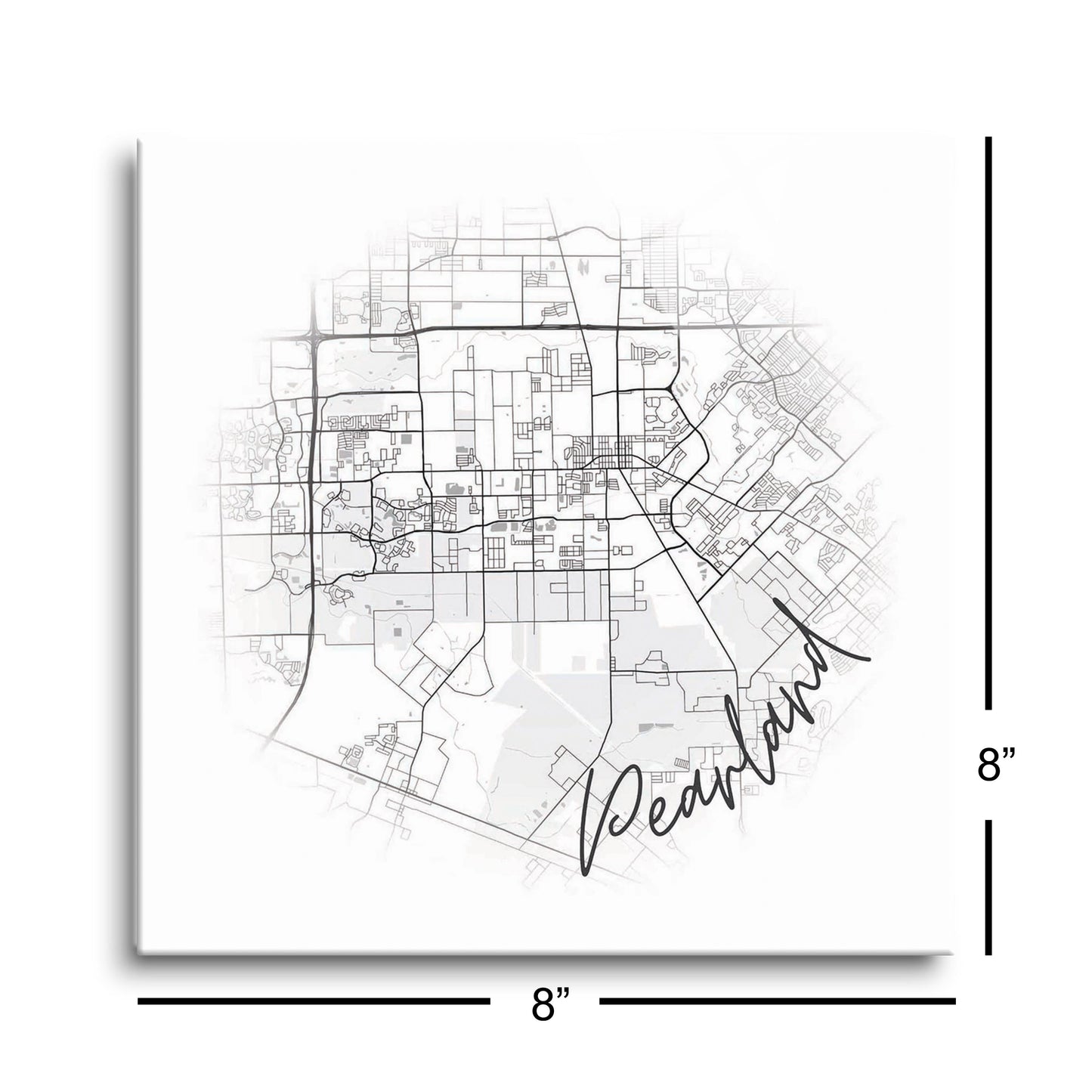 Minimalistic B&W Texas Pearland City Circle Map | Hi-Def Glass Art | Eaches | Min 2