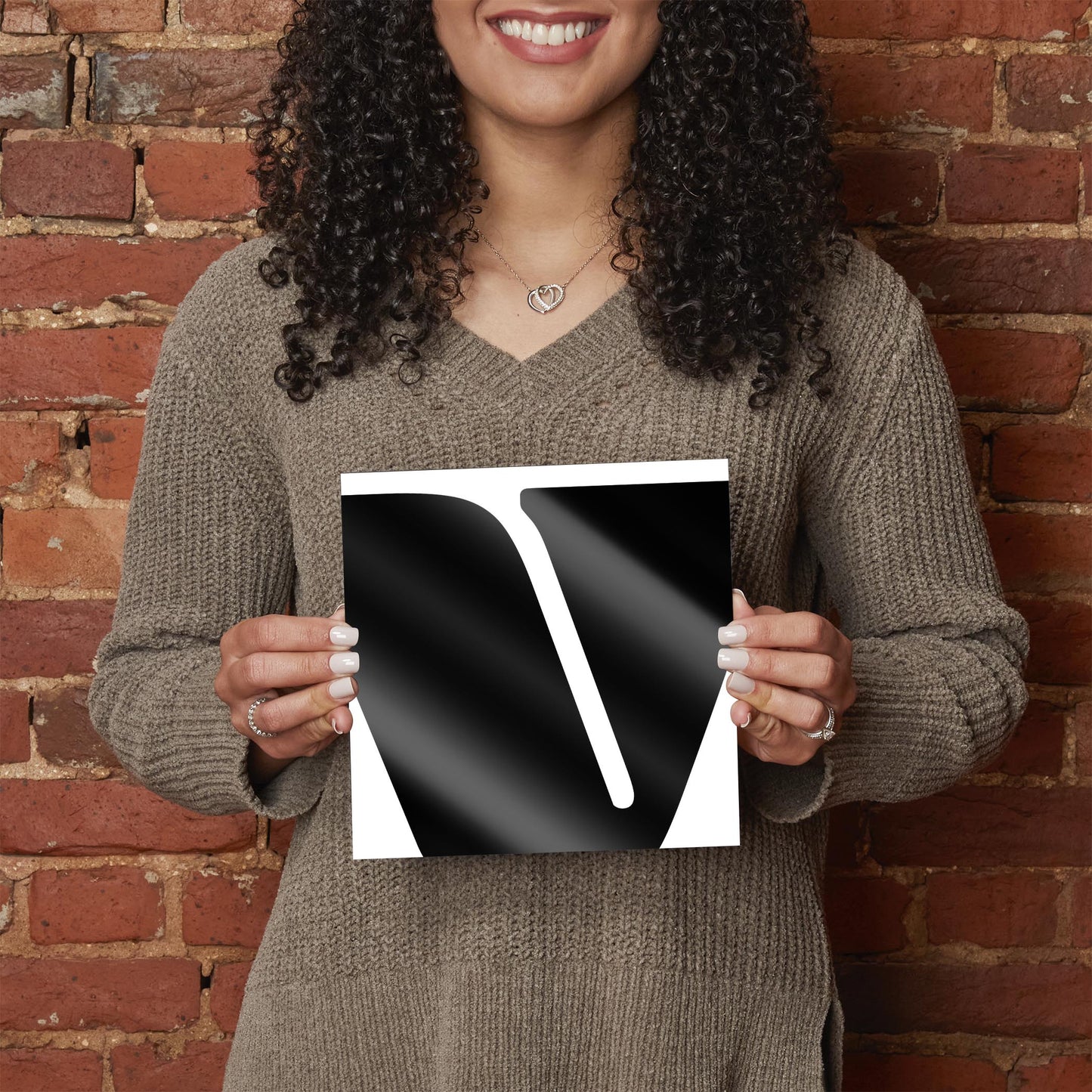 Fun Chunky Monogram V | Hi-Def Glass Art | Eaches | Min 2